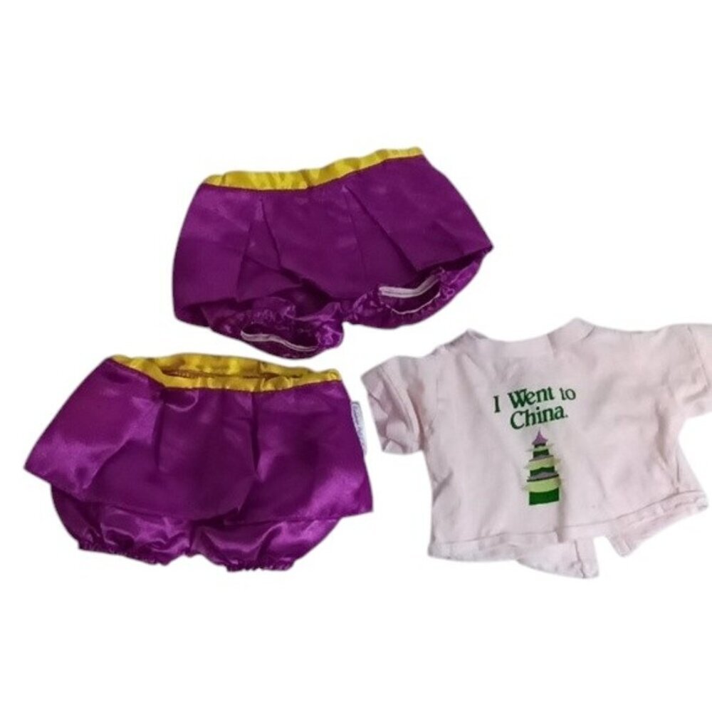 Authentic Cabbage Patch Kids Clothing 2 x Purple‎ & Yellow Shorts White Top 3 Pc